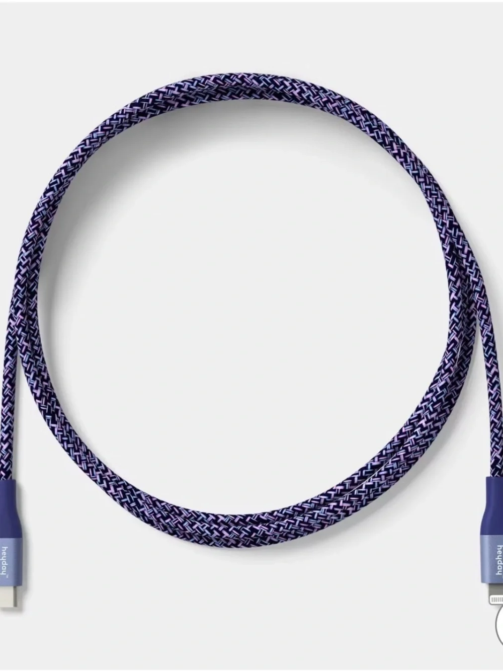 heyday 6ft Braided USB-C to Lightning Cable in Deep Purple